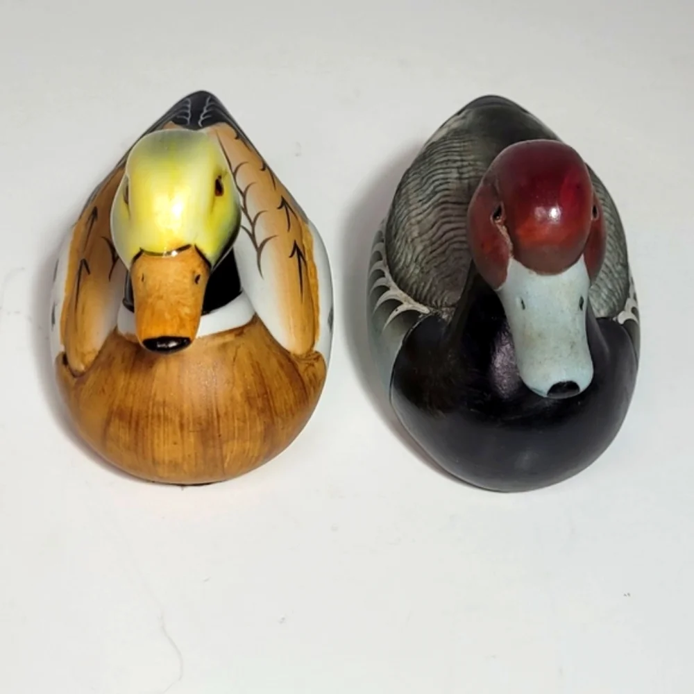 Two Beautifully Handpainted Small Porcelain Duck Figures Vintage RARE